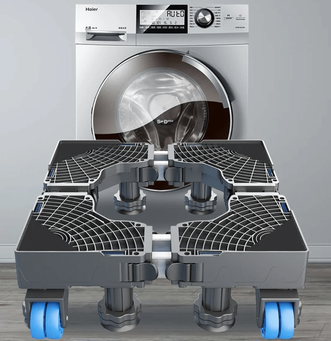Heavy - Duty Adjustable Washing Machine & Fridge Stand with Wheels | - Elegant Households KE
