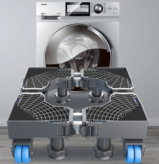 Heavy - Duty Adjustable Washing Machine & Fridge Stand with Wheels | - Elegant Households KE