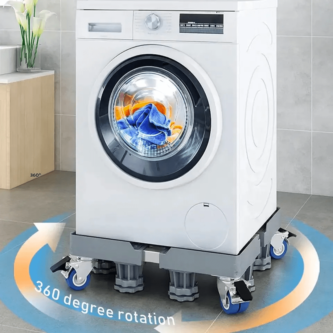 Heavy - Duty Adjustable Washing Machine & Fridge Stand with Wheels | - Elegant Households KE