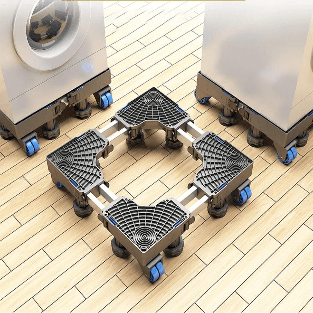 Heavy - Duty Adjustable Washing Machine & Fridge Stand with Wheels | - Elegant Households KE