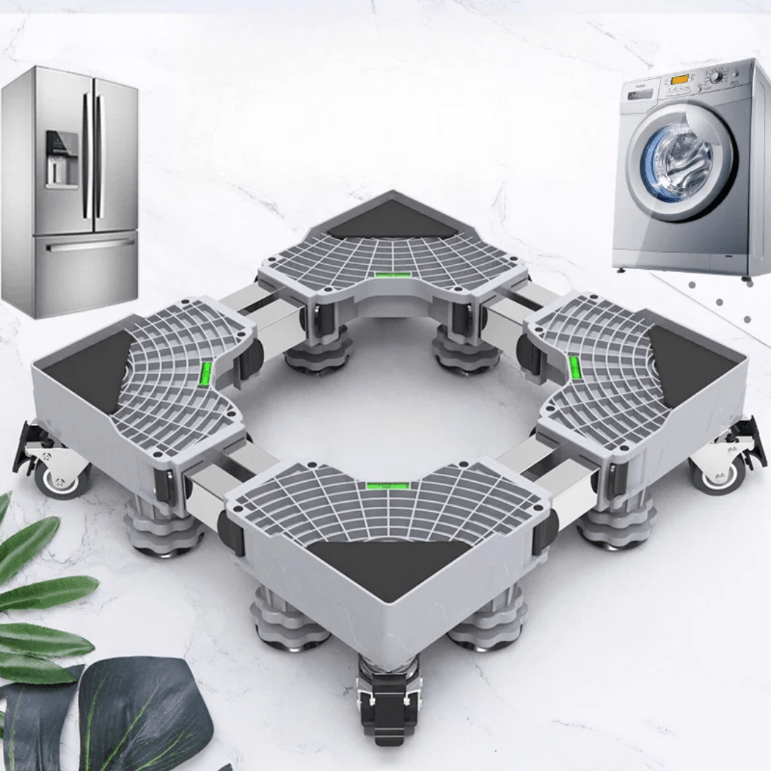 Heavy - Duty Adjustable Washing Machine & Fridge Stand with Wheels | - Elegant Households KE