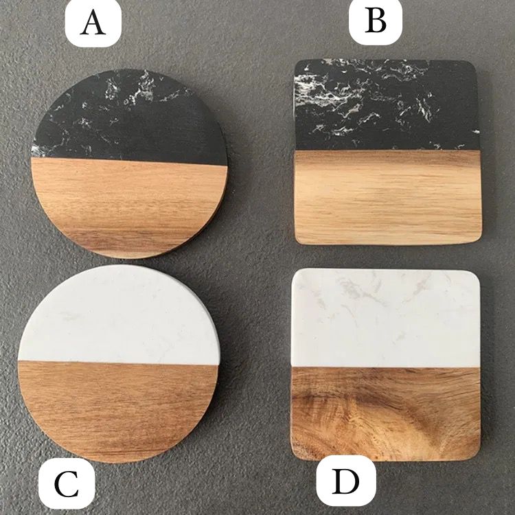 Heavy Marble Wood Splicing Coasters | - Elegant Households KE