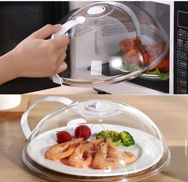 Heavy microwave cover with white handle | - Elegant Households KE