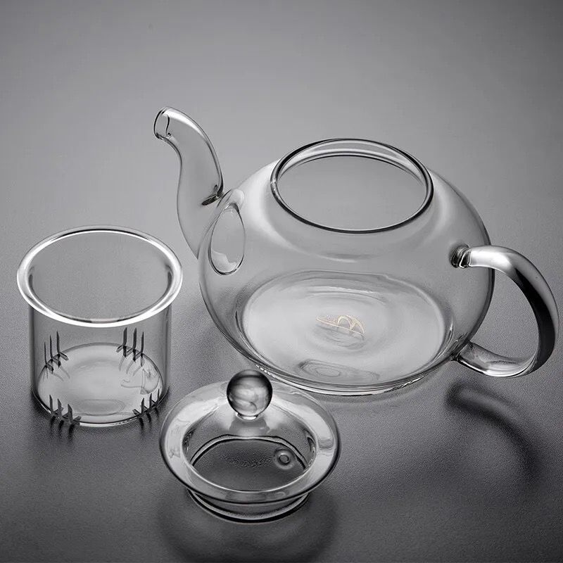 High heat resistant clear borosilicate glass tea pot with infuser  | - Elegant Households KE