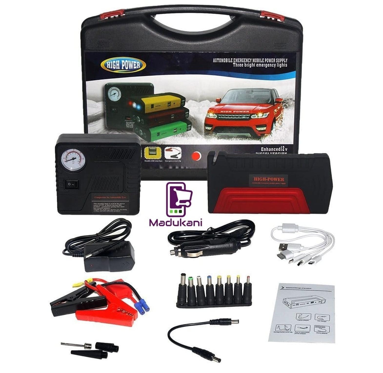 High - Power Multi - Function Car Jump Starter 12V – Portable Battery Booster, Power Bank & Emergency Kit | - Elegant Households KE