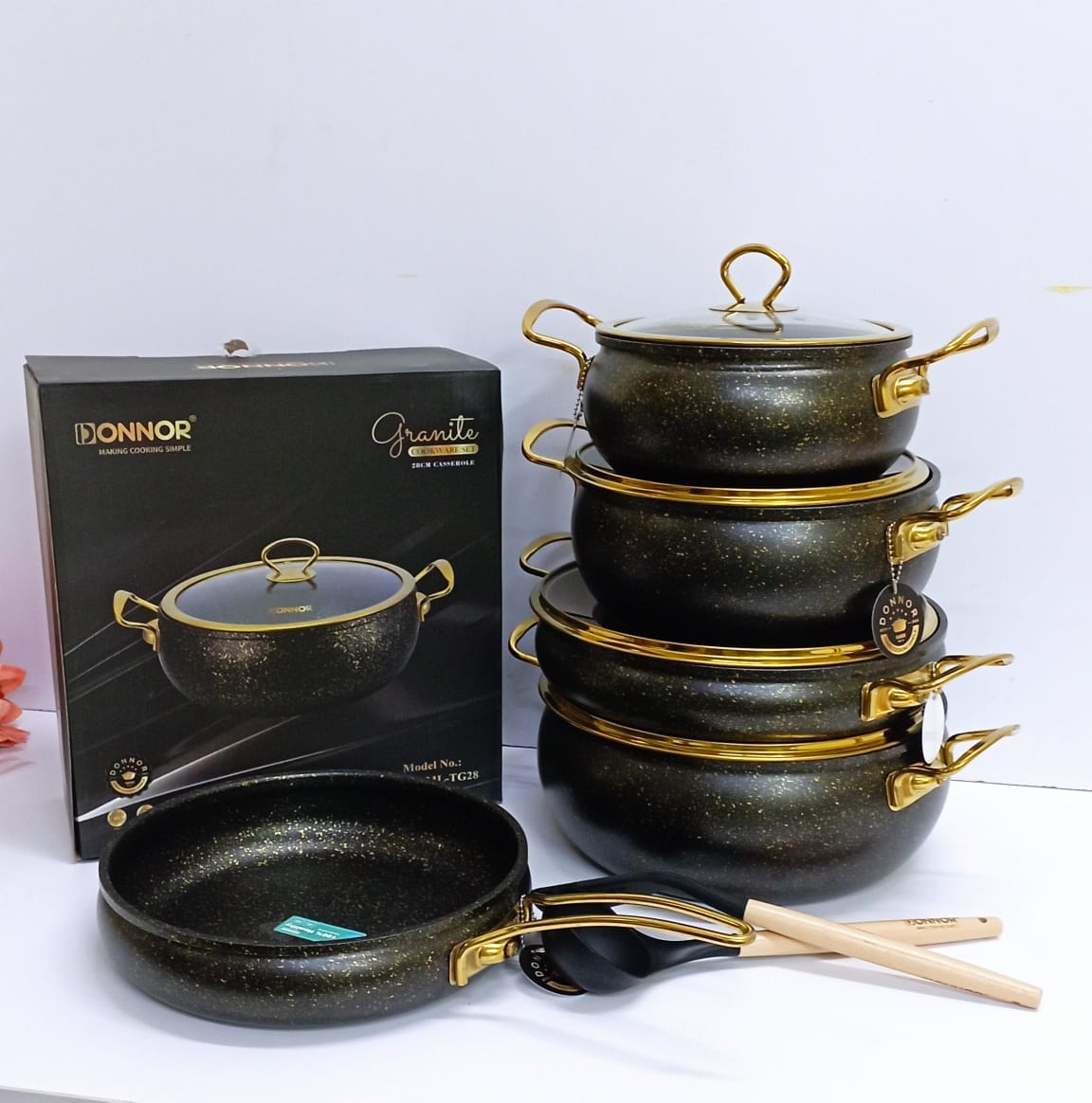 High quality DONNOR HEAVY ELEGANT 11pcs Granite serving/cooking | - Elegant Households KE