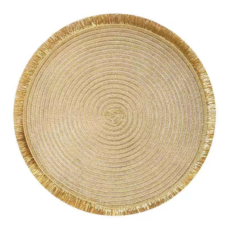High Quality Round Shimmery Gold Placemats/Tablemats (6pieces) | - Elegant Households KE