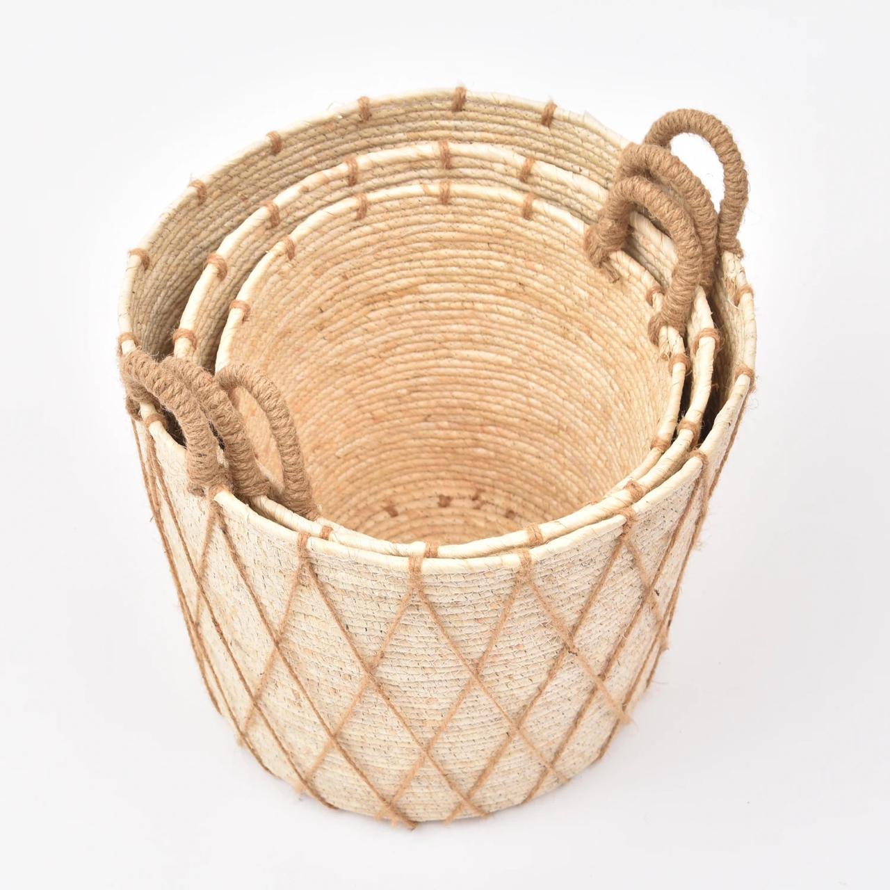 High Quality Set of 3 Stackable handmade baskets 🧺  | - Elegant Households KE