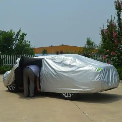 High Quality Universal Grey Car Cover with fleece on the inside part & Has Reflector on the sides | - Elegant Households KE
