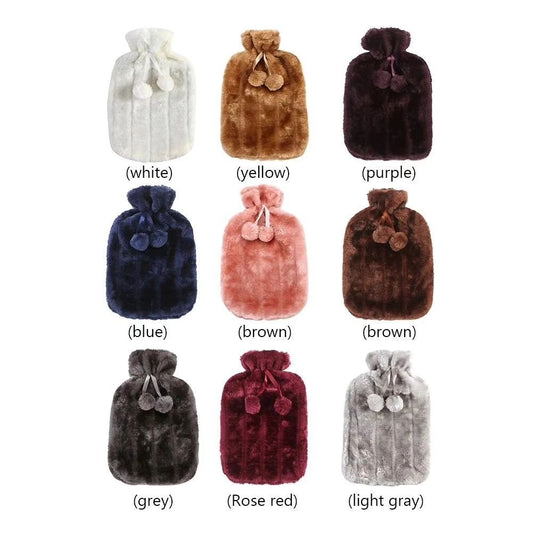 Hot Water Bottle with Fur Fleece Cover | - Elegant Households KE