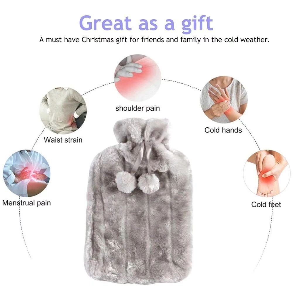 Hot Water Bottle with Fur Fleece Cover | - Elegant Households KE