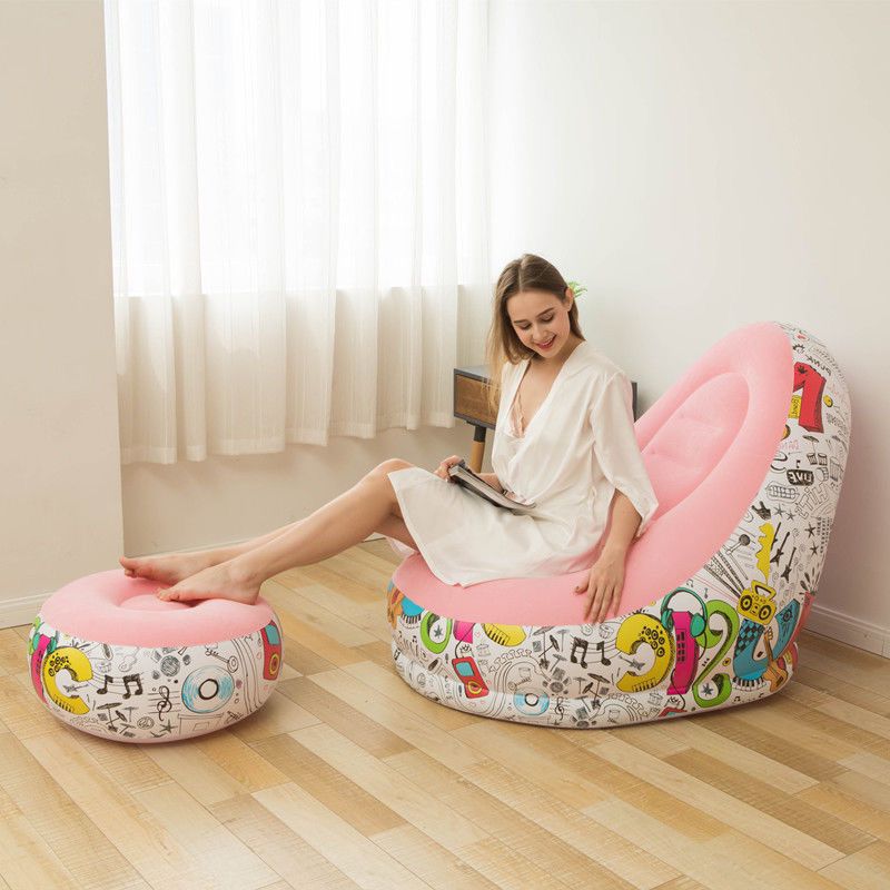 Inflatable Deluxe Lounge Seat / Inflatable seat with Foot rest &amp; Free Pump (2pcs Sets)  | - Elegant Households KE
