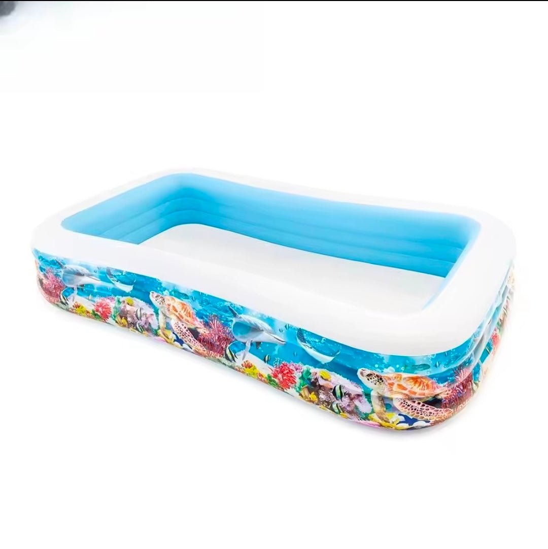 Inflatable Kids Pool 305×185×56 cm – Tropical Ocean Design Family Backyard Swimming Pool | - Elegant Households KE