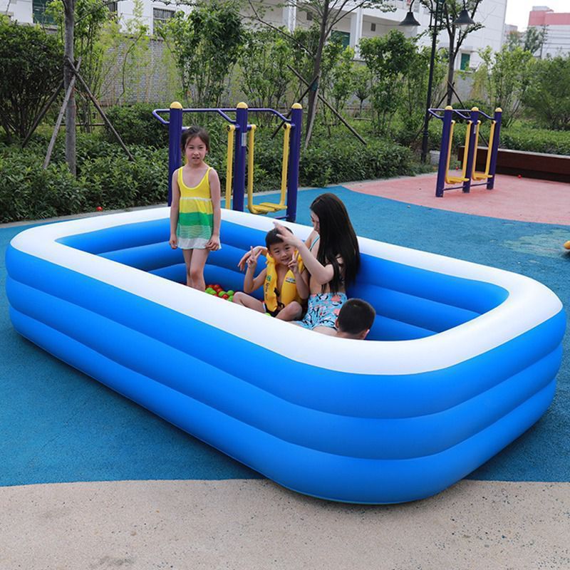 Inflatable Swimming Pool - Portable Family Pool with Pump