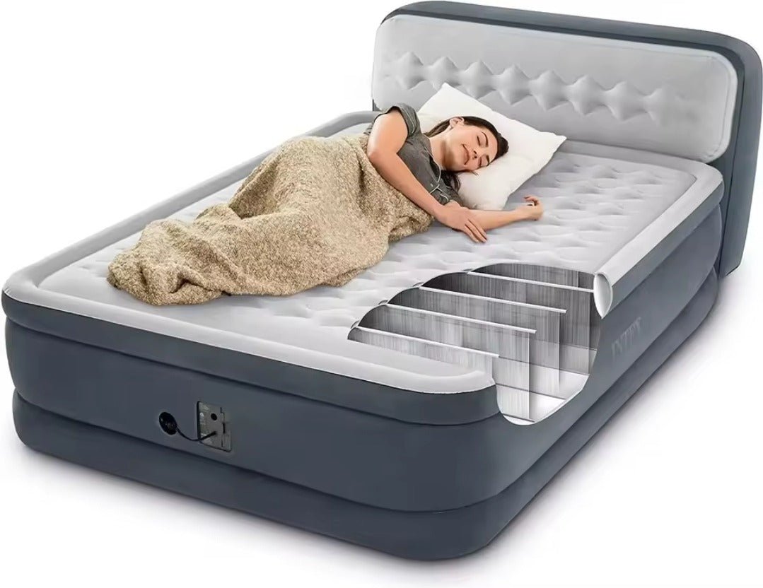 INTEX DURA BEAM AIRBED WITH INBUILT ELECTRIC PUMP AND PLUSH SUPPORTIVE HEADBOARD | - Elegant Households KE