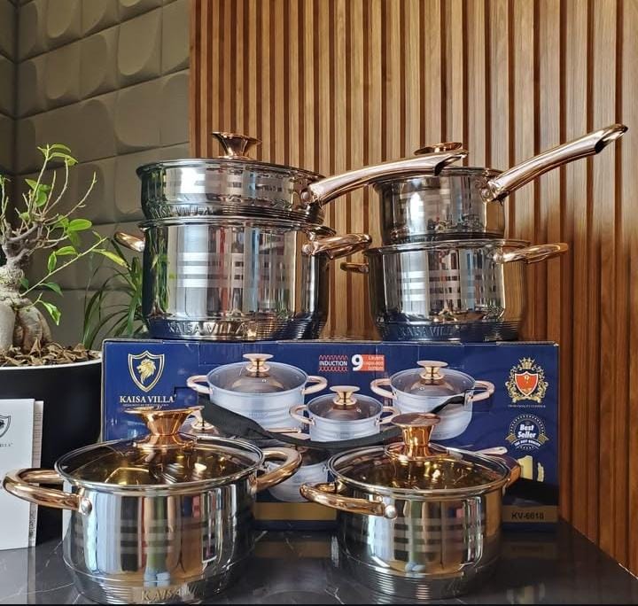 Kaisavilla 12pcs Stainless Steel Cookware Set – Gas & Induction Ready | - Elegant Households KE
