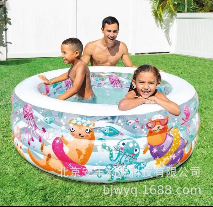 Kids Ocean Inflatable Pool 152×56 cm – Cute Sea - Life Design Splash Pool for Backyard & Outdoor Play | - Elegant Households KE