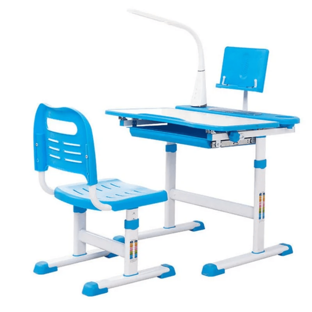Kids Study Table with Chair and Rechargeable LED Lamp | - Elegant Households KE