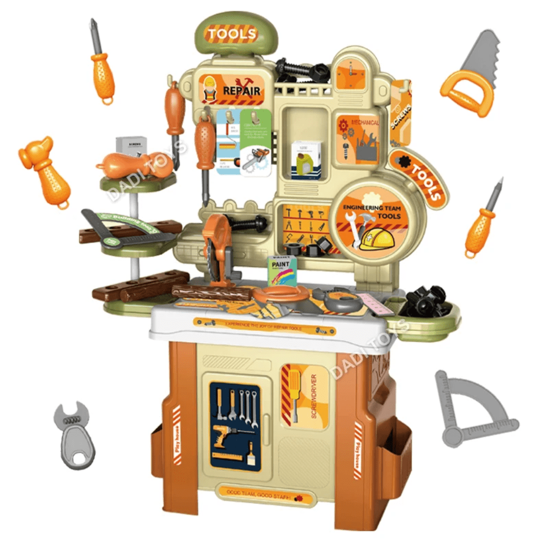 Kids Tools Table Play House 53 Piece Tool Workbench Set | - Elegant Households KE
