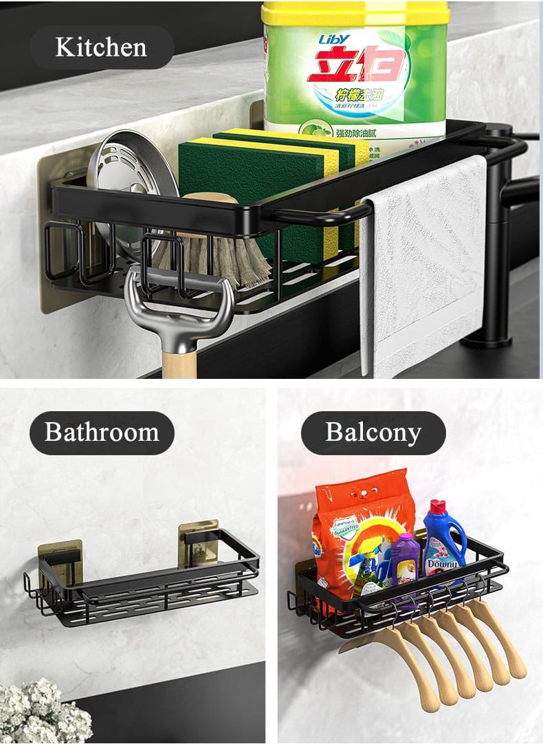 Kitchen Storage Rack Sink Drain Rack Sponge Organizer | - Elegant Households KE