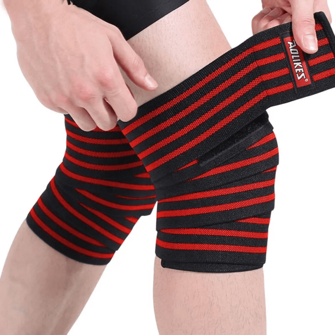 Knee Wraps for Weightlifting, Elastic Compression Support Pair | - Elegant Households KE