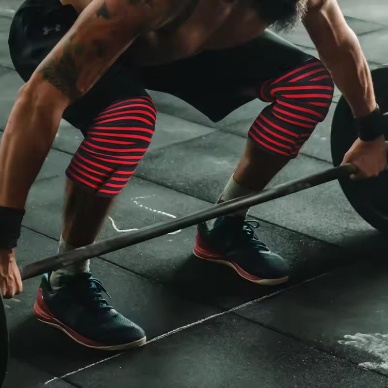 Knee Wraps for Weightlifting, Elastic Compression Support Pair | - Elegant Households KE