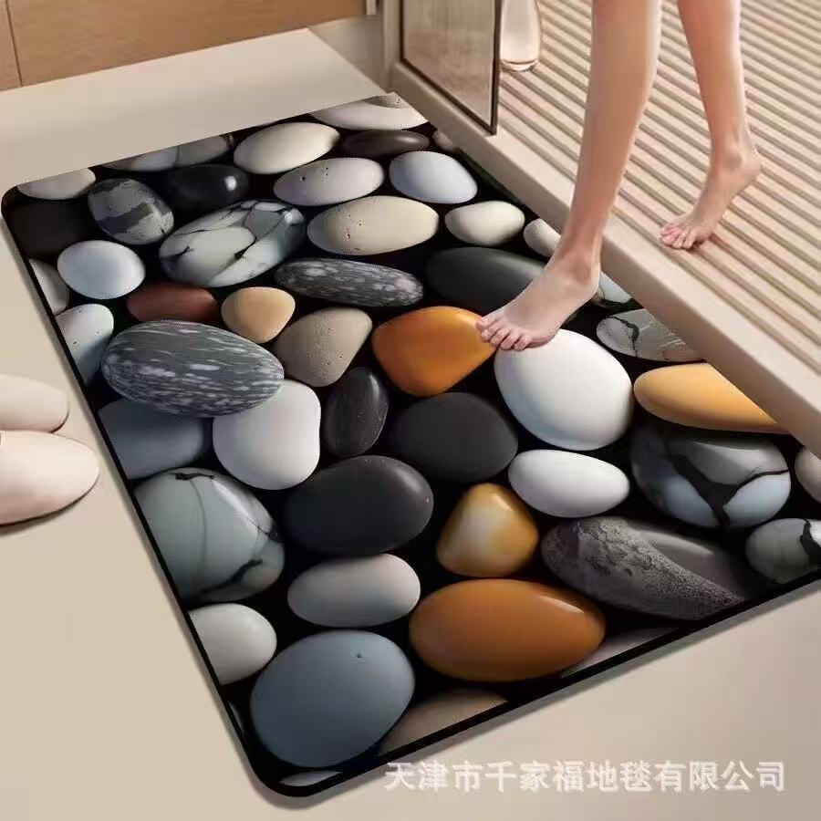 Large Absorbent Bathroom Mat with Anti - Slip Backing | - Elegant Households KE