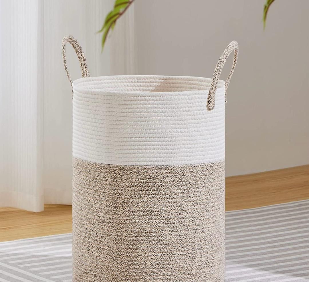 Large Cotton Rope/ decorative woven Basket with handles | - Elegant Households KE