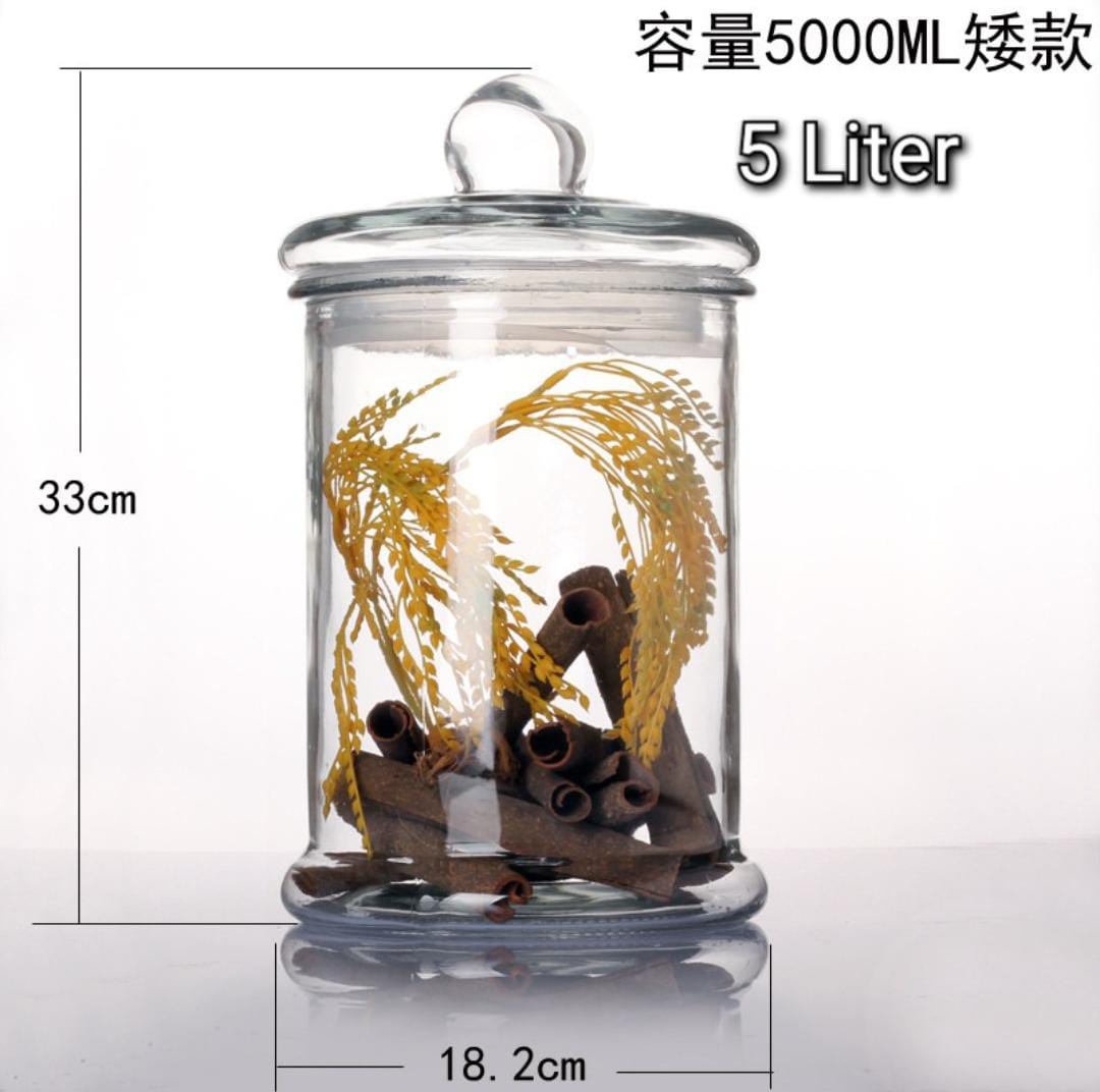 glass jar - 5000ml Cylindrical Glass Jar with Airtight Lid