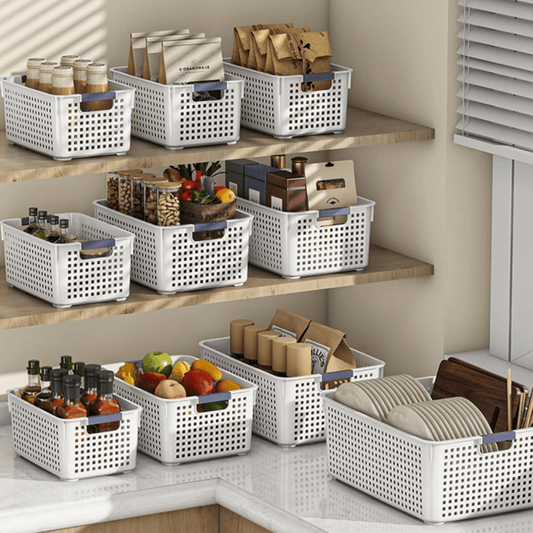 Large Plastic Storage Basket with Handles | Multi - Purpose Bin | - Elegant Households KE