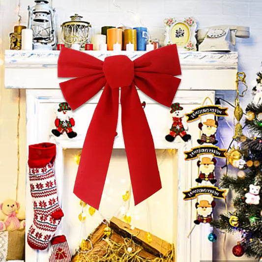 Large Red Velvet Christmas Bow Tree Topper & Wreath Decoration | - Elegant Households KE