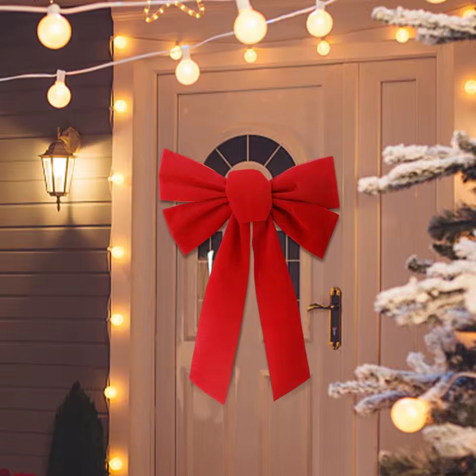 Large Red Velvet Christmas Bow Tree Topper & Wreath Decoration | - Elegant Households KE