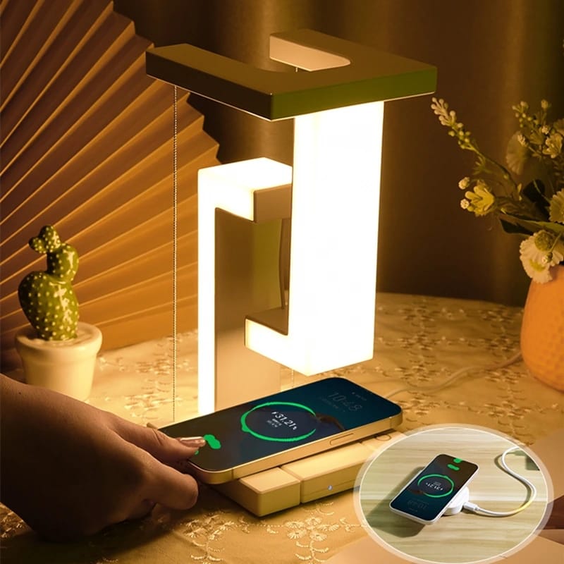 LED Antigravity Night Light with a wireless Charger | - Elegant Households KE