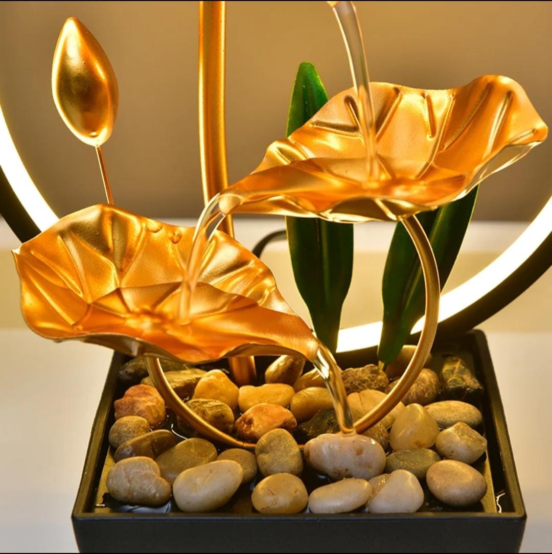 LED Ring Light Indoor Water Fountain Tabletop Decor | - Elegant Households KE