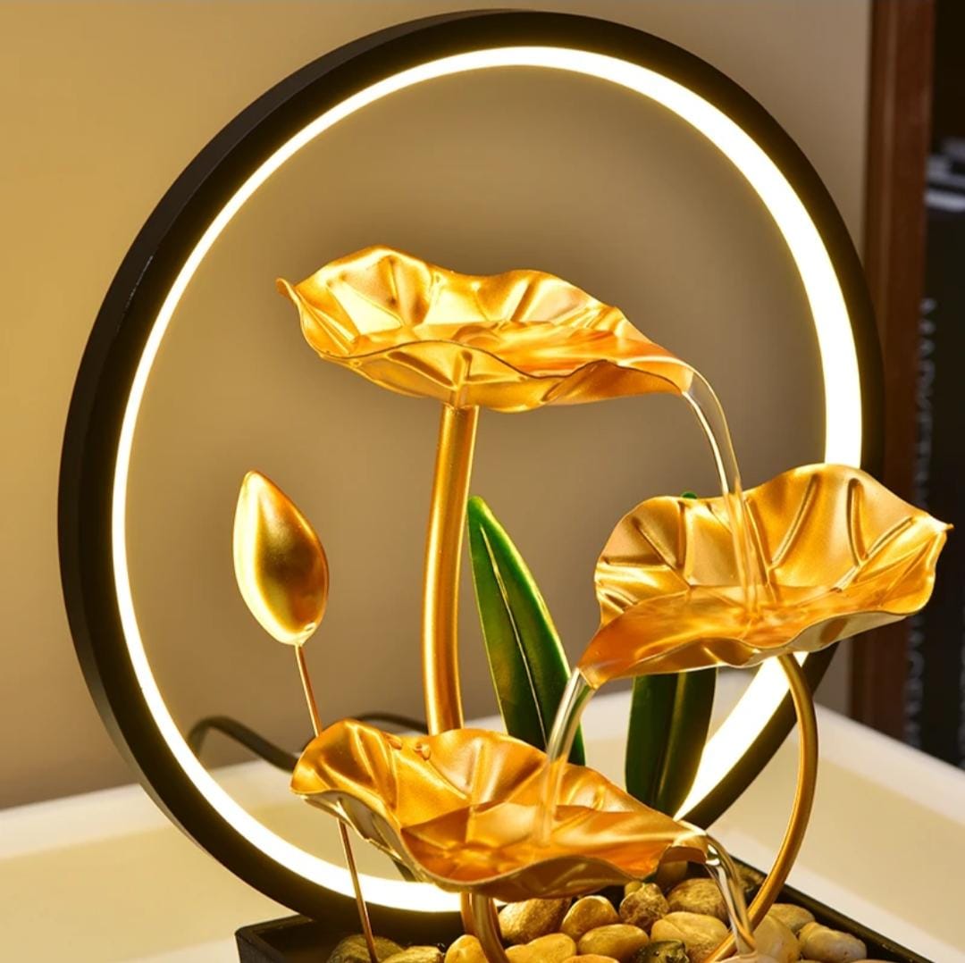 LED Ring Light Indoor Water Fountain Tabletop Decor | - Elegant Households KE