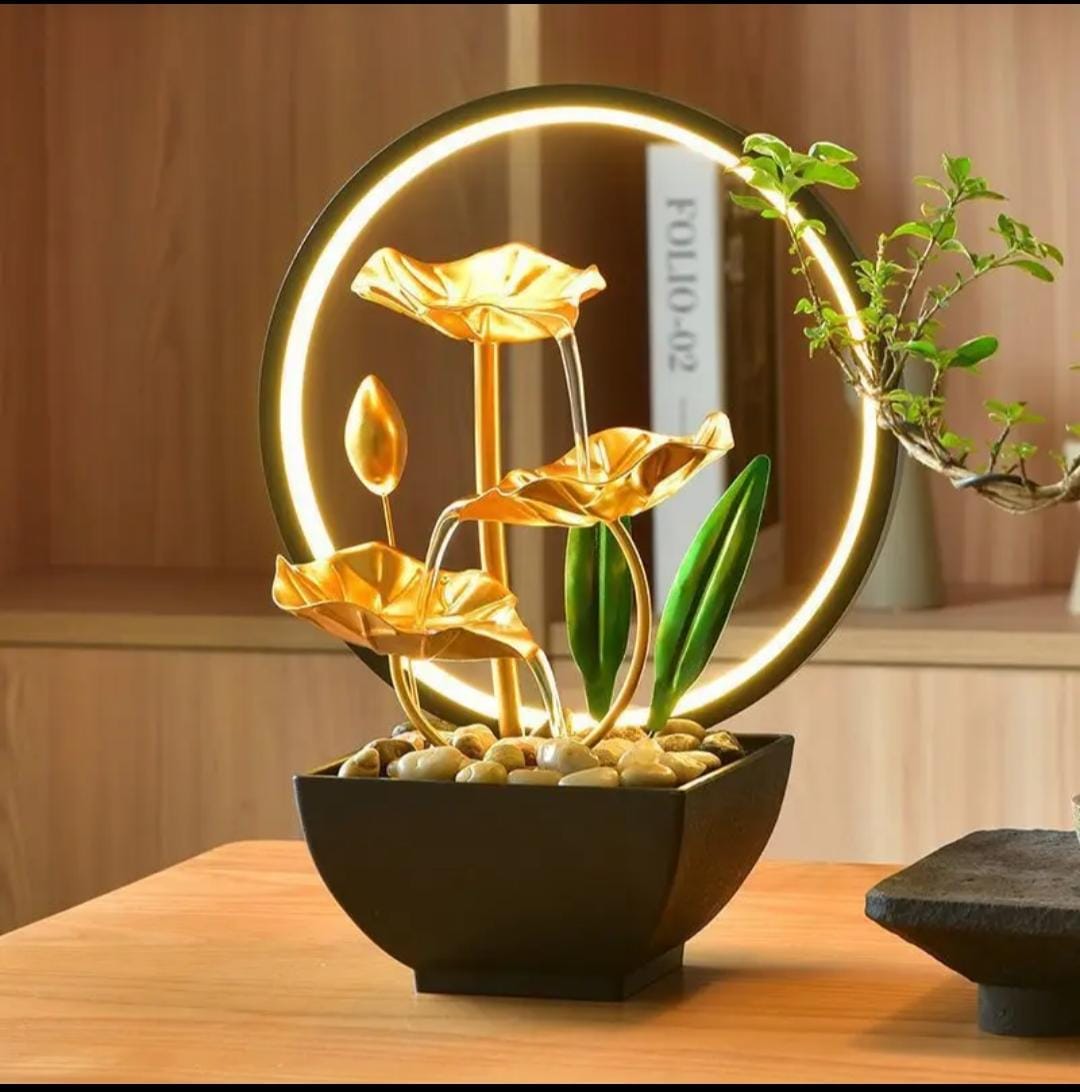 LED Ring Light Indoor Water Fountain Tabletop Decor | - Elegant Households KE