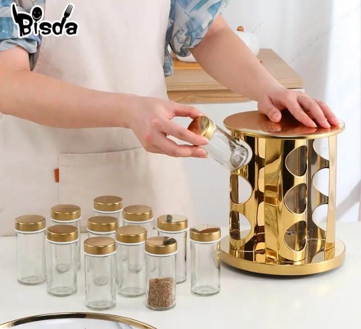 LED touch ROTATING SPICE RACK | - Elegant Households KE