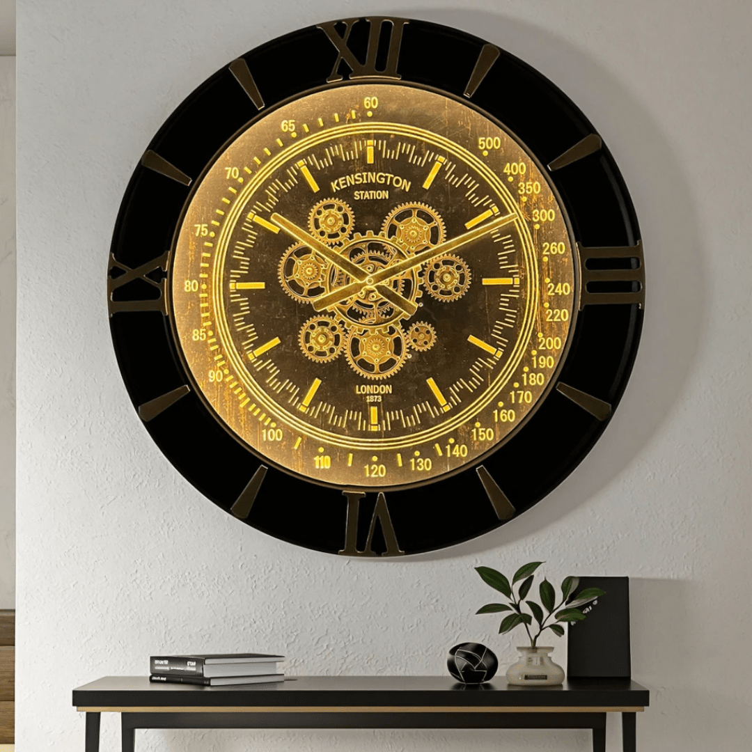 LED Vintage Gear Wall Clock with Retro Mechanical Design | - Elegant Households KE