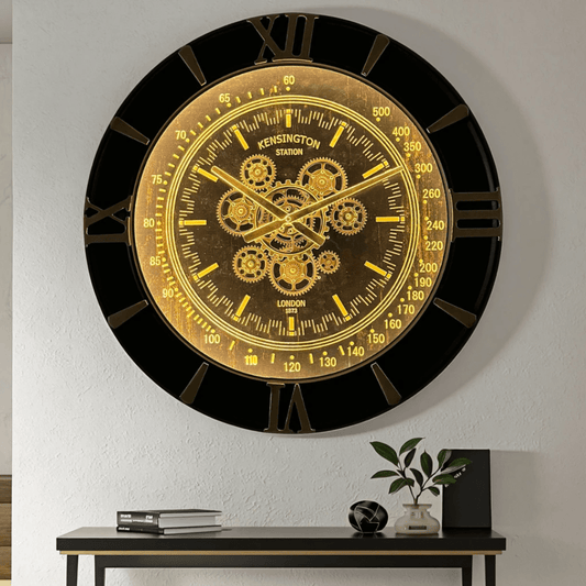 LED Vintage Gear Wall Clock with Retro Mechanical Design | - Elegant Households KE