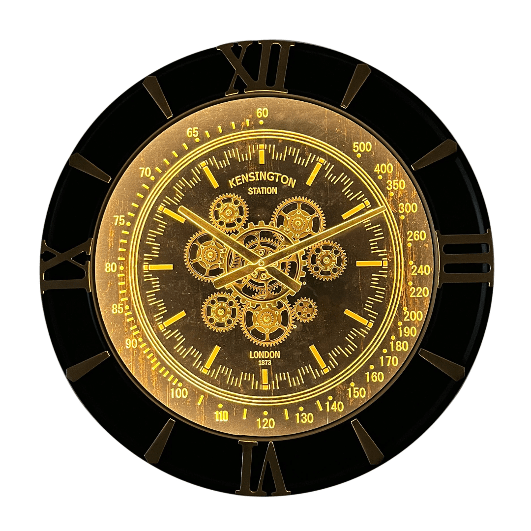 LED Vintage Gear Wall Clock with Retro Mechanical Design | - Elegant Households KE