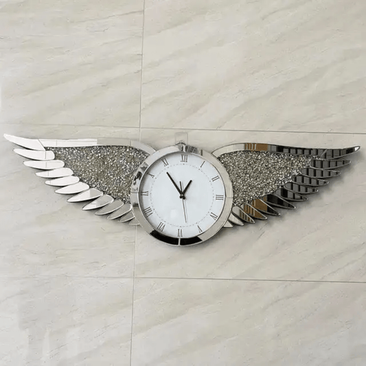 Light Luxury Diamond - Encrusted Wall Clock – Crystal Wing Design Modern Decorative Clock | - Elegant Households KE