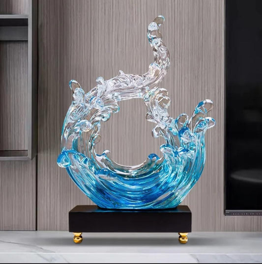 Lokori Ocean Wave Crystal Sculpture Modern Decorative Art | - Elegant Households KE