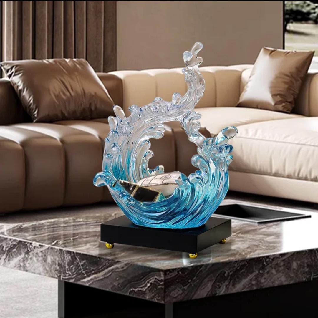 Lokori Ocean Wave Crystal Sculpture Modern Decorative Art | - Elegant Households KE