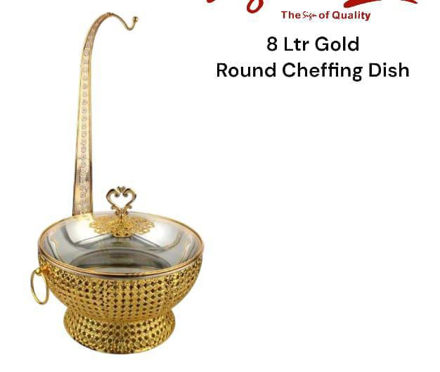 Luxurious gold round chaffing dish | - Elegant Households KE