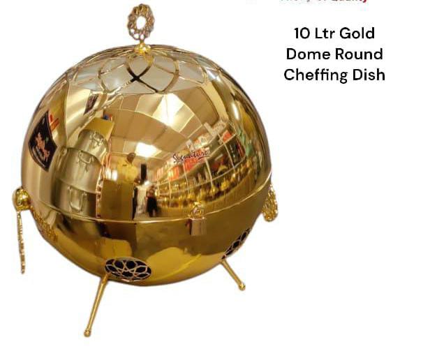 Luxurious gold round chaffing dish | - Elegant Households KE