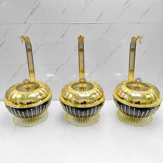 Luxury 8L Gold and Black Food Warmer – Round Buffet Chafing Dish | - Elegant Households KE