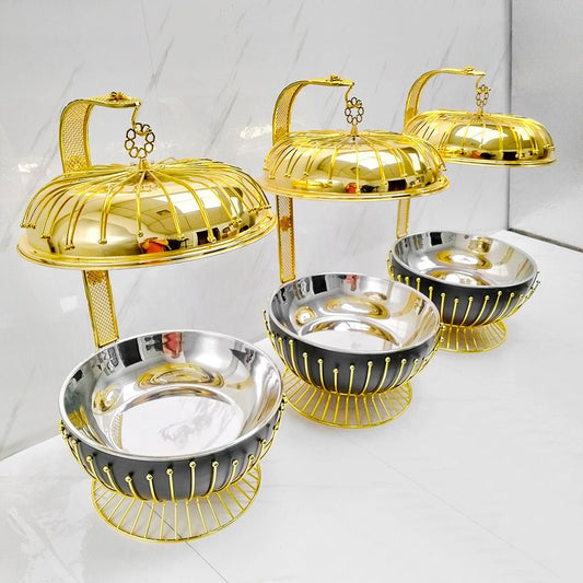 Luxury 8L Gold and Black Food Warmer – Round Buffet Chafing Dish | - Elegant Households KE