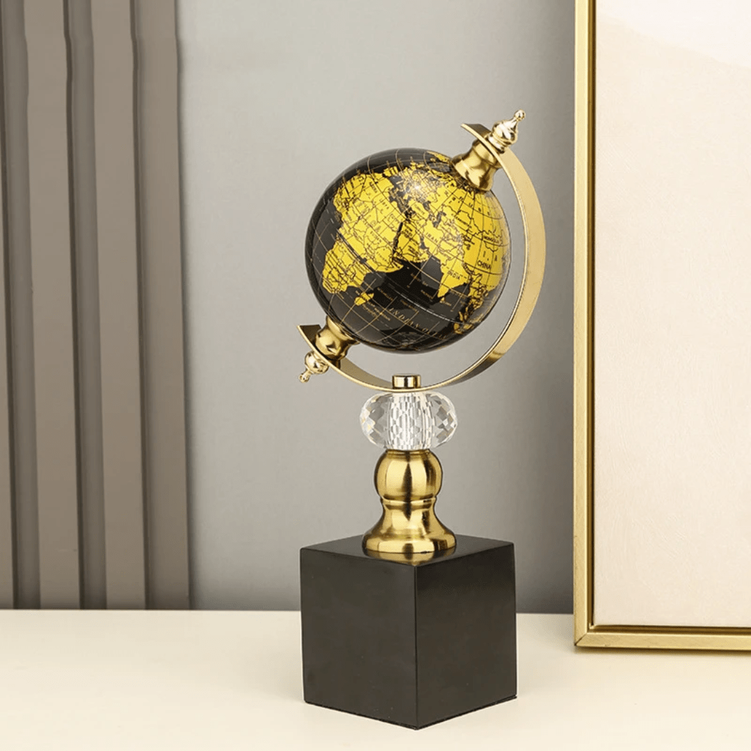 Luxury Black & Gold Office Desktop Globe Decor – Elegant Table Ornament | - Elegant Households KE