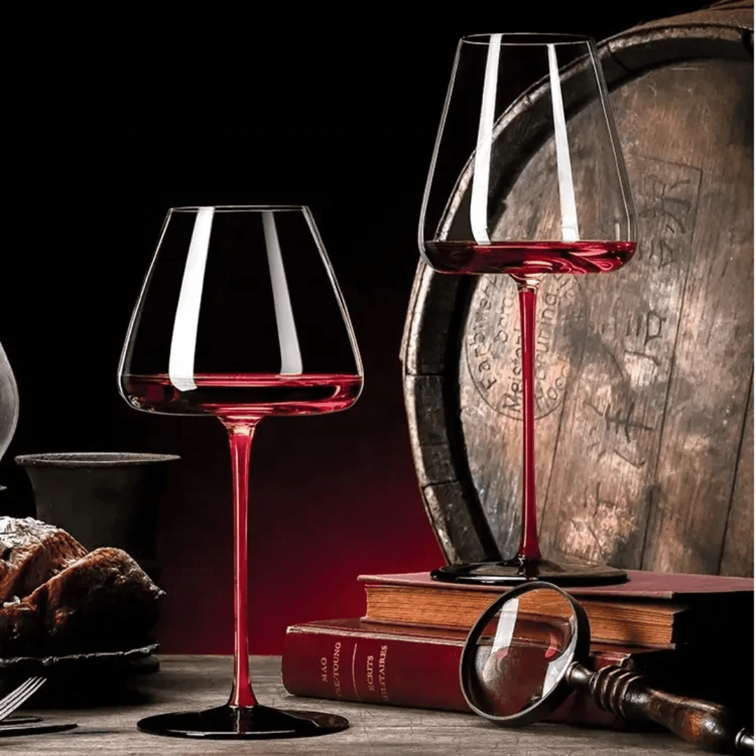 Luxury Burgundy Crystal Wine Glasses Set of 6 – 480ml | - Elegant Households KE