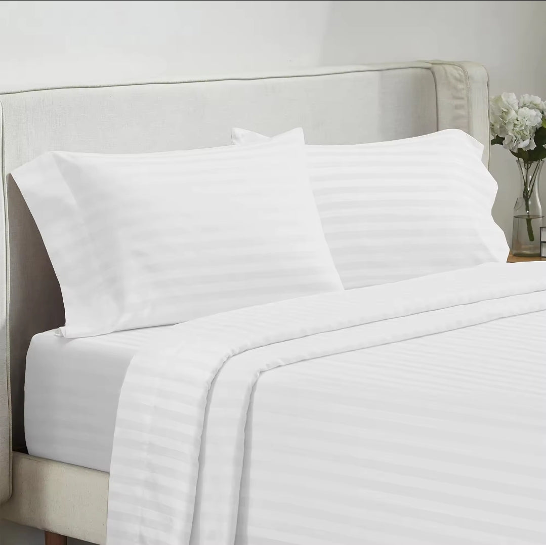 Luxury Cotton Stripped Bedsheets | - Elegant Households KE